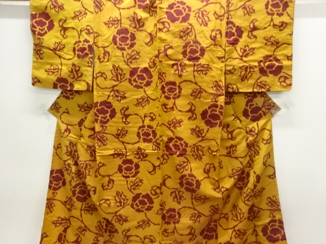 JAPANESE KIMONO / ANTIQUE KIMONO / TAISHO ROMAN STYLE / MEISEN / WOVEN FLORAL PLANTS